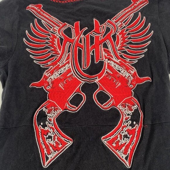 Rock & Roll Cowgirl Size Small Dress Black Red Embroidered Y2K Punk Grunge Retro - Picture 12 of 12